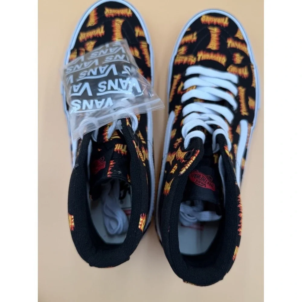 Vans x Thrasher Sk8-Hi-Allover Logo Black Multi Mens 9.5 Skate Shoes New